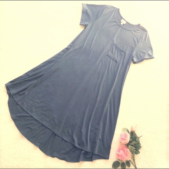 LuLaRoe Dresses & Skirts - LuLaRoe Shirt Dress Solid Blue Carly Size Small